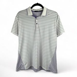 RLX Ralph Lauren Men’s Purple White‎ Striped Short Sleeve Golf Polo Shirt Sz XL